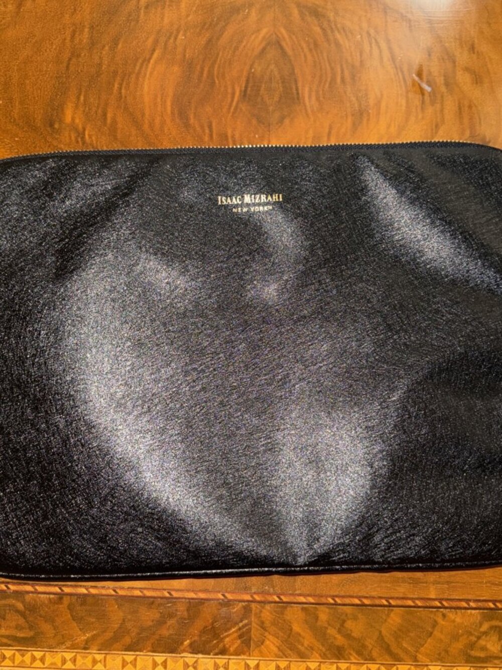Isaac Mizrahi Black With Gold Accents Floral Inside Laptop Case